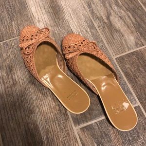 Stuart Weitzman light pink woven slip on mules